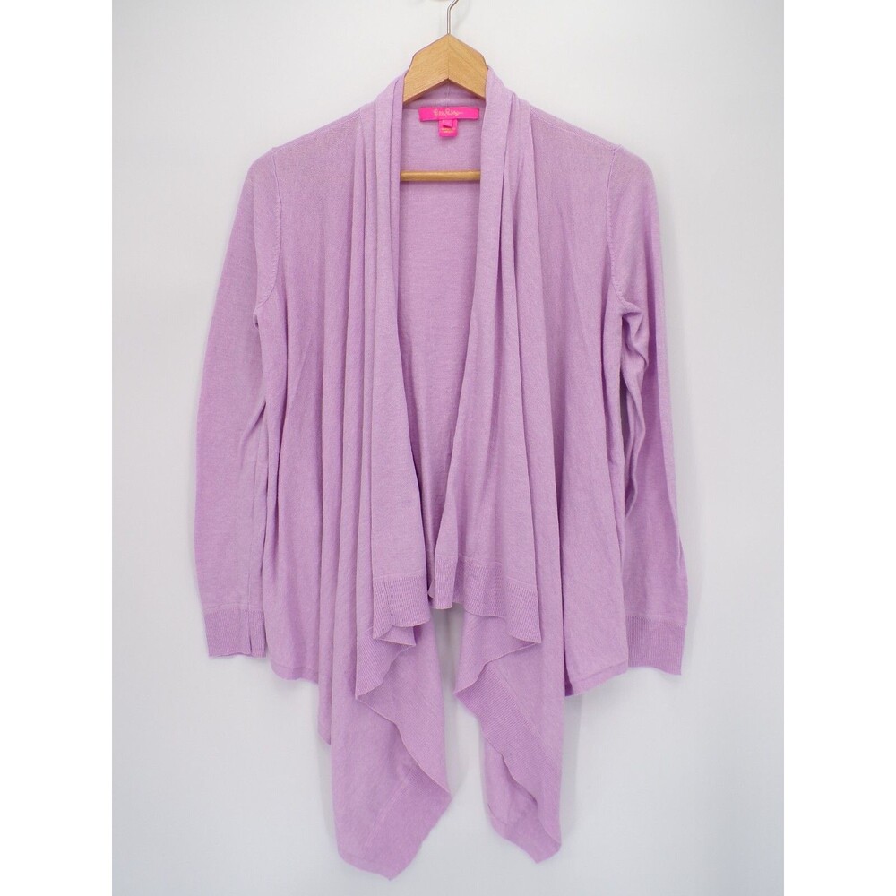 Lilly Pulitzer Danique Coolmax Cardigan Sweater Drape Open Front Lavender Small
